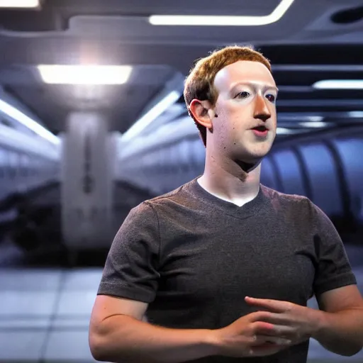 Prompt: mark Zuckerberg hopping back aboard the mothership as he has decided to go back home, dramatic mood lighting, professional photography