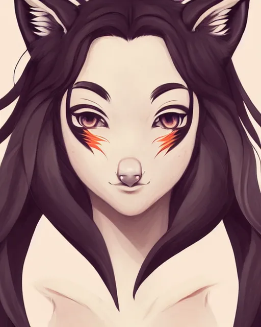 Image similar to fullbody portrait of wild half - fox woman with fox nose and ears, wearing summer jeans shorts and tshirt, anime art, concept art, detailed attractive face with fox nose and fox mouth, symmetrical, trending on pixiv, by lois van baarle by sung choi by john kirby artgerm style pascal blanche and magali villeneuve