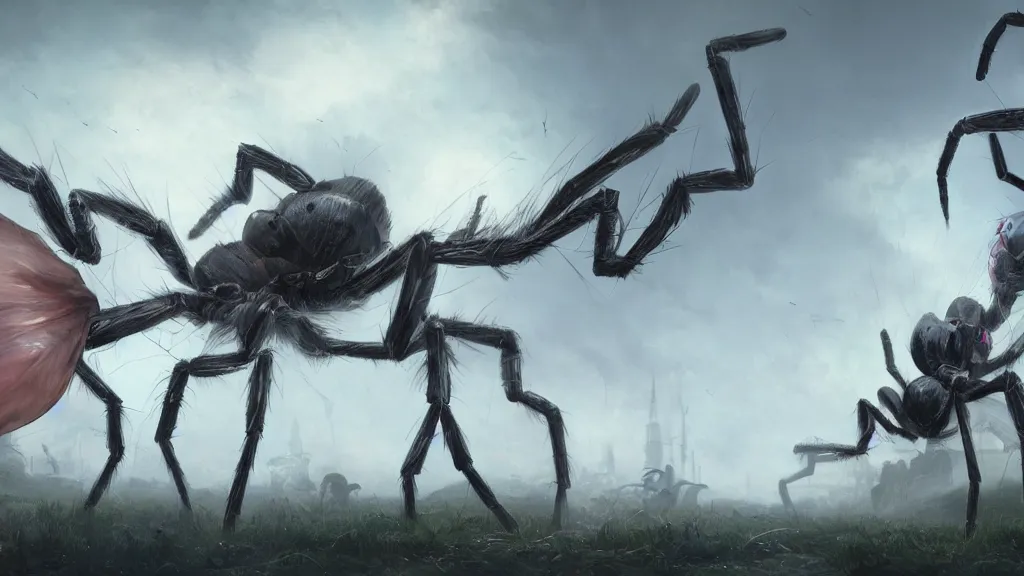 Image similar to my little ponies as giant spiders. andreas achenbach, artgerm, mikko lagerstedt, zack snyder 3 8 4 0 x 2 1 6 0