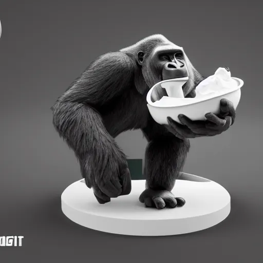 Prompt: yogurt!!! Gorilla, masterpiece, ((octane render, Nvidia raytracing demo))