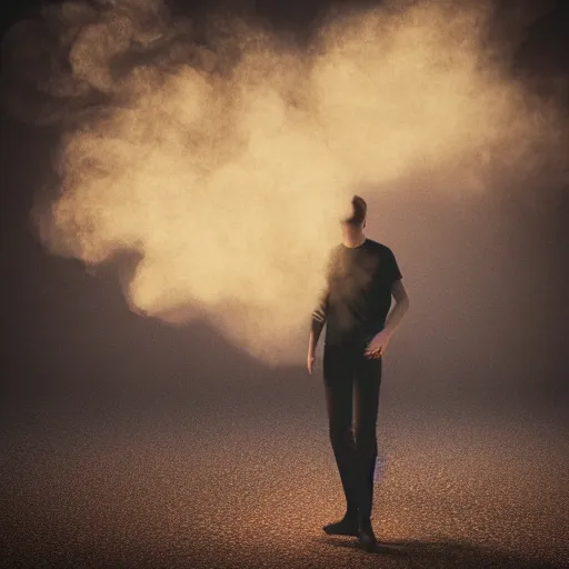 Image similar to man made of smoke particles octane render