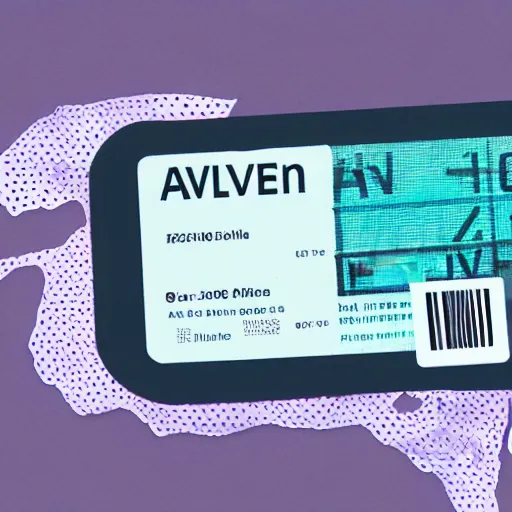 Image similar to graphic design of pale pink airline tickets to the metaverse, alien ar code and e - ink display