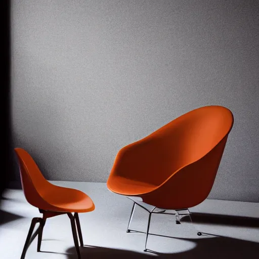 Image similar to a modern chair design influenced by eames egg womb barcelona, modernist louis ghost, papa bear chair, studio lighting, beautifully lit, furniture design magazine, product shot, trending colors, featured exclusive