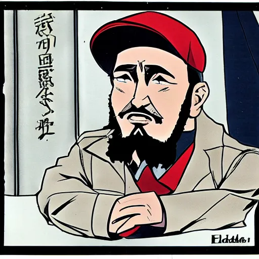 Image similar to fidel castro anime