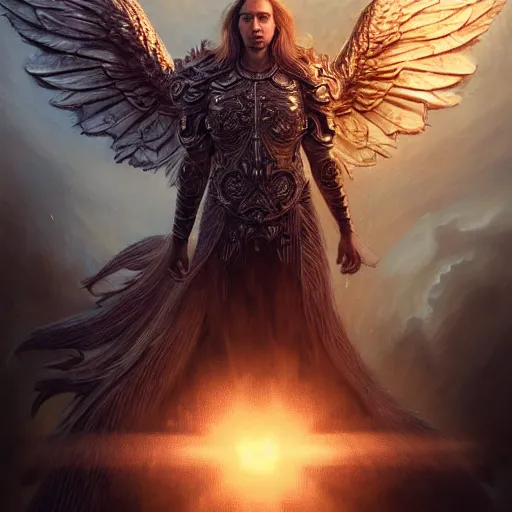 Prompt: Majestic and regal portrait of Archangel Michael, intricate, epic, elegant, menacing, fantasy, highly detailed, digital painting, hard focus, beautiful volumetric lighting, epic light, ultra detailed, by Leesha Hannigan, Ross Tran, Thierry Doizon, Kai Carpenter, Ignacio Fernández Ríos