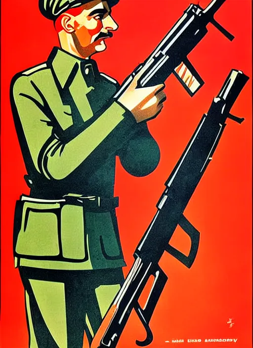 Image similar to soviet propaganda poster of a ak - 4 7, socialist realism. by alexander zelensky, viktor deni, havrylo pustoviyt