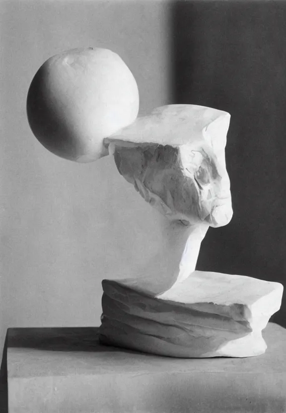 Image similar to a white object with writing on it sitting on a table, a surrealist sculpture by marcel duchamp, archival pigment print, 1 9 1 4, conceptual art, artwork, academic art, surrealist