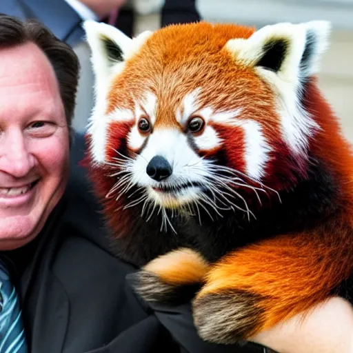 Prompt: Gary Peters and a red panda as best friends