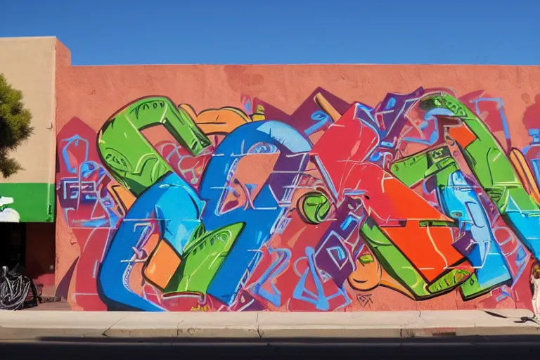 Prompt: a mural about downtown tucson, in style of graffiti street art