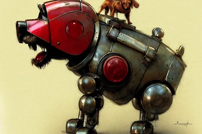 Image similar to adventurer ( ( ( ( ( 1 9 5 0 s retro future robot android dog. muted colors. ) ) ) ) ) by jean baptiste monge!!!!!!!!!!!!!!!!!!!!!!!!! chrome red