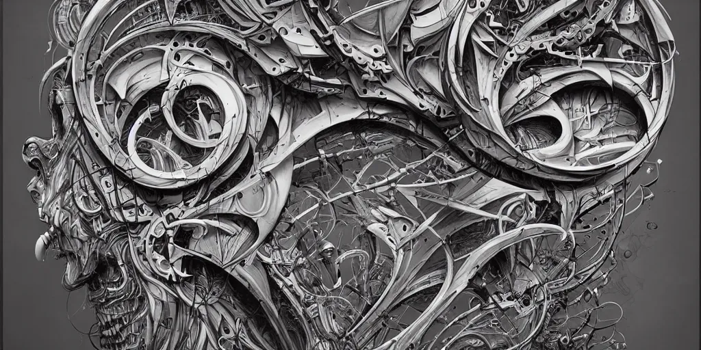 Prompt: biomechanical typography by hr giger and james jean and peter mohrbacher