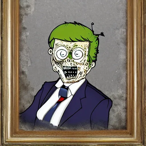 Prompt: Official White House portrait of a zombie President