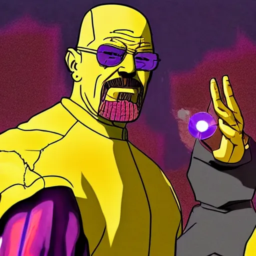 Image similar to Thanos as Heisenberg. Breaking Bad. Youtube thumbnail