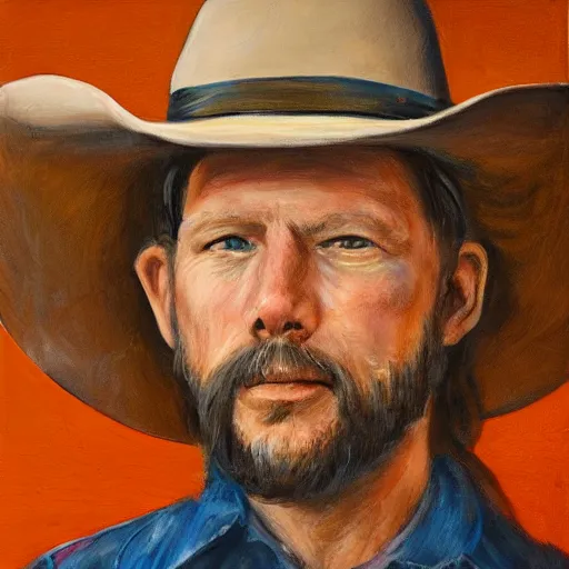 Image similar to Cowboy orange realistic portrait