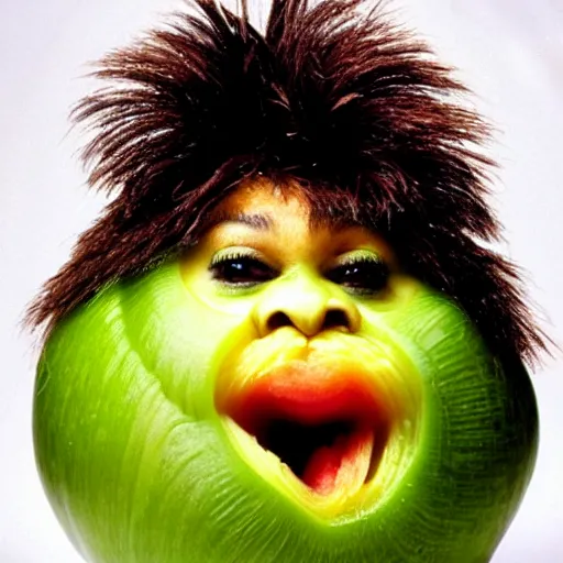 Image similar to tina turner face on a turnip vegetable