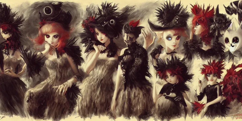 Image similar to 3 d pokemon, wearing gothic accessories, spooky, master painter and art style of noel coypel, art of emile eisman - semenowsky, art of edouard bisson