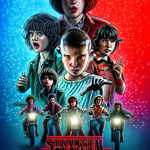 Image similar to stranger things digital art, dynamic lighting, trending on art station, concept art