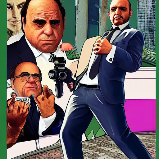 Image similar to Danny Devito GTA 5 cover art