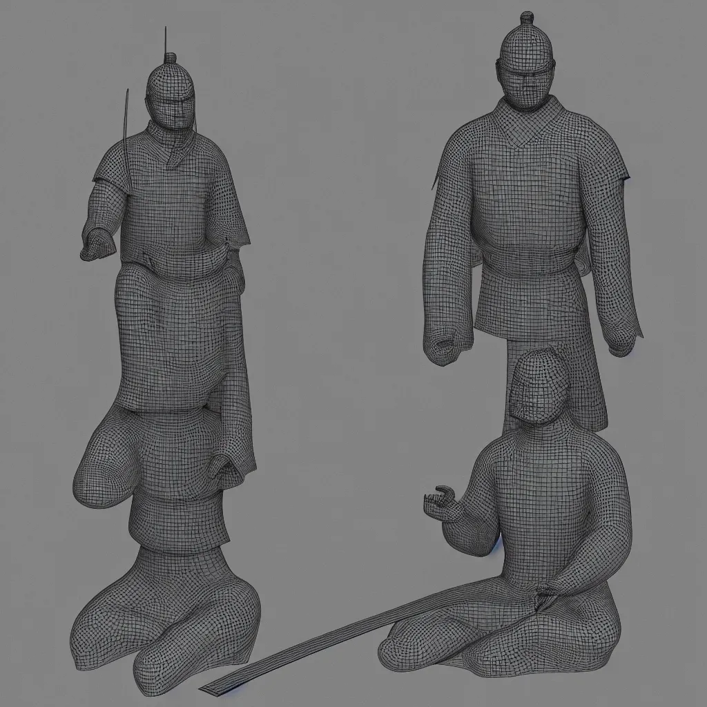 KREA - 3d scan t-pose stock rigged model blender maya viking cyber ninja