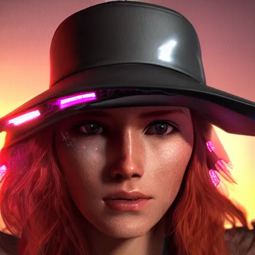 Image similar to a hat from the future, cyberpunk, highly detailed, epic lighting, hyper photorealism, trending on artstation 8 k