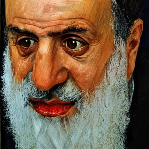 Image similar to high quality high detail painting by lucian freud, hd, imam khomeini