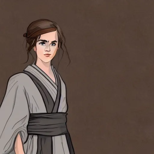 Prompt: an illustration of emma watson dressed like a japanese ninja