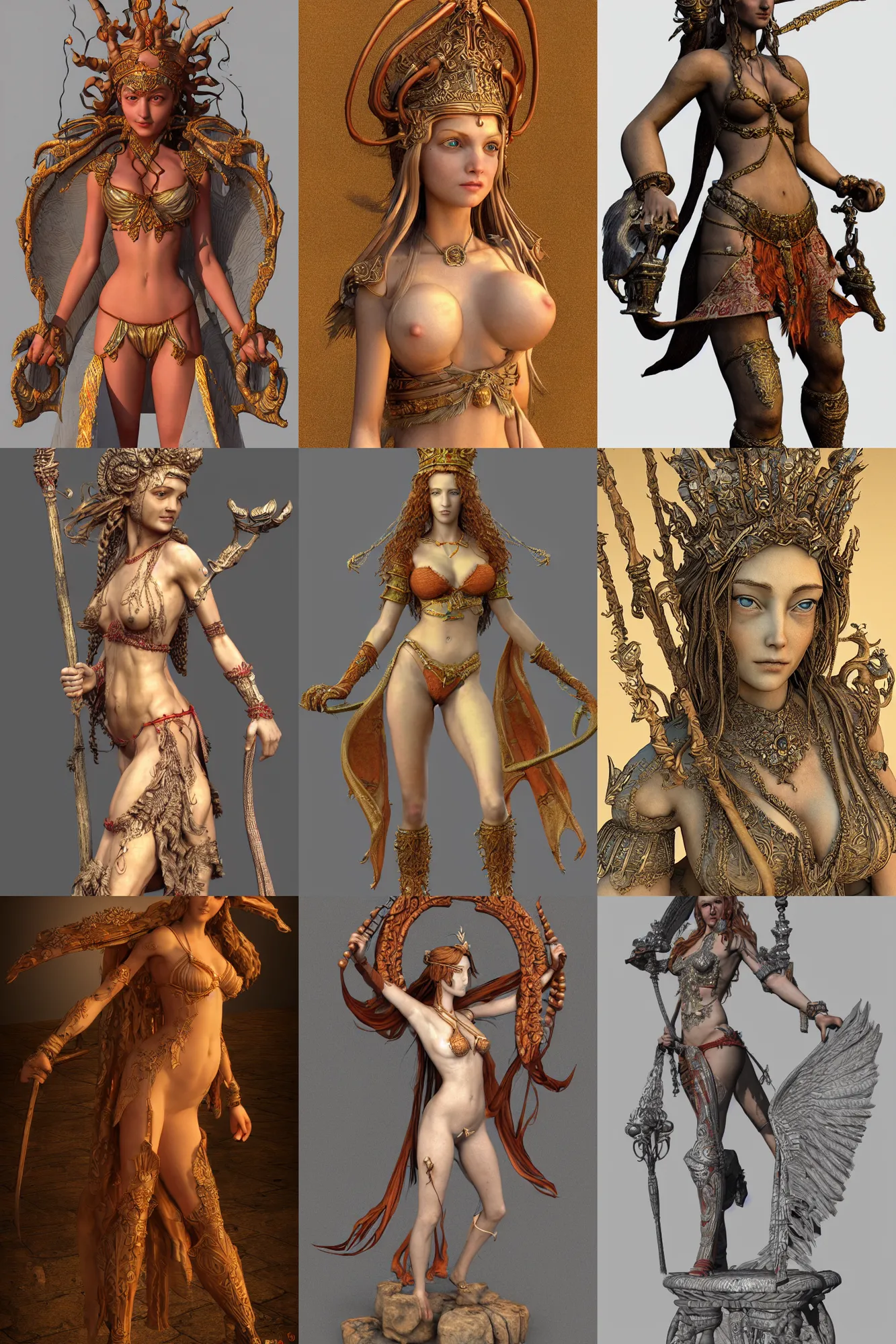 Prompt: a wlop 3 d render of very very very very highly detailed beautiful fire goddess by anton pieck, goddess in ornate bikini armor, micro detail