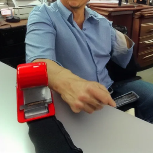 Image similar to rob schneider as a stapler