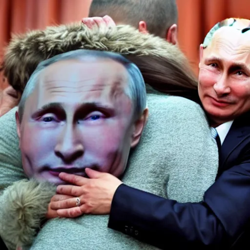 Image similar to a guy hugging a vladimir putin picture