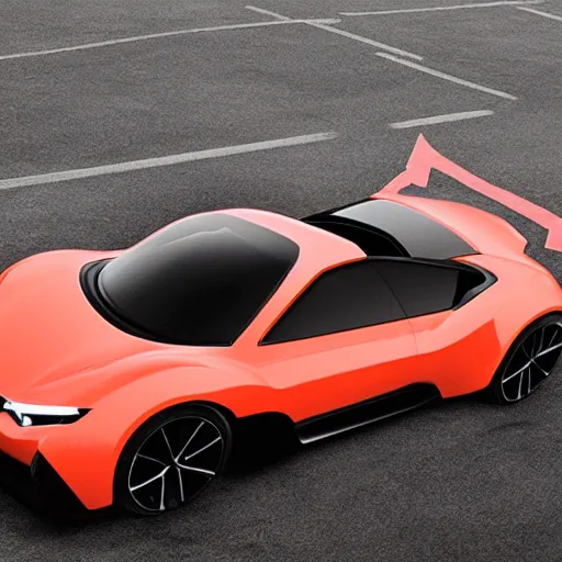 Prompt: a sports car made out of glowing lava