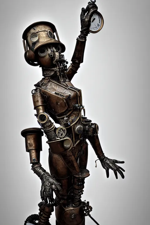 Image similar to hyper real photograph of a steampunk gogotte statue