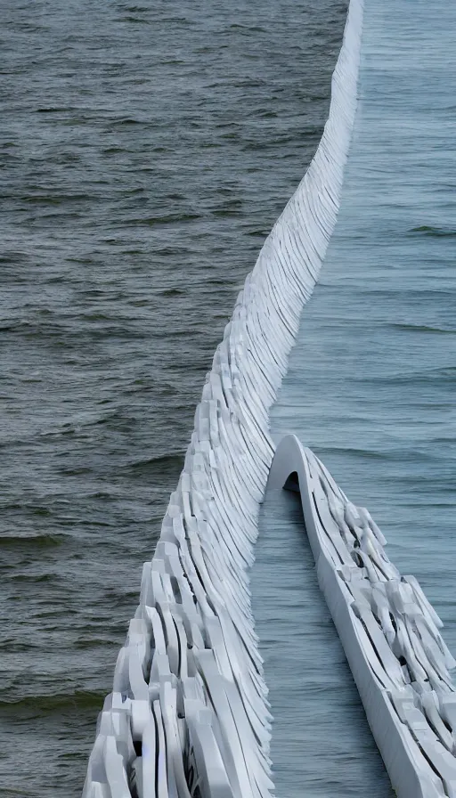 Image similar to color pentax photograph of pristine zaha hadid storm surge barriers. very beautiful!!