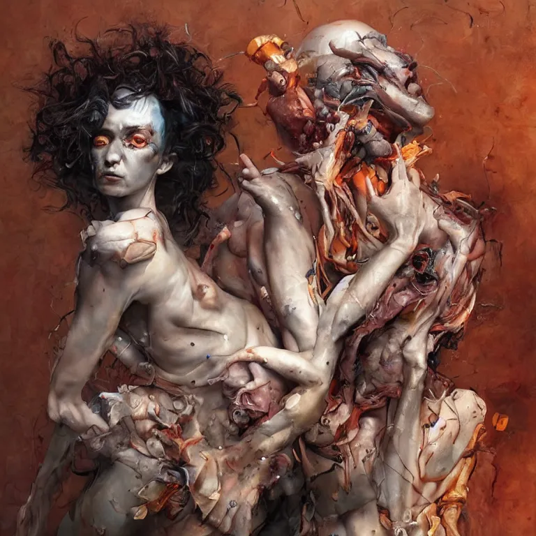 Image similar to caparezza in the style of adrian ghenie, 3 d render, esao andrews, jenny saville, surrealism, dark art by james jean, ross tran