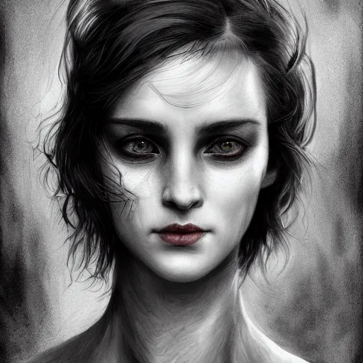 Prompt: the face of horror character portrait, lean face, cinematic lighting, glowing grey eyes, hyper - detailed, 4 k, high resolution, in the style of charlie bowater, tom bagshaw, single face, symmetrical, headshot photograph, insanely detailed and intricate, beautiful, elegant, watercolor, cinematic, portrait, raphaelite, headroom, pierre - auguste renoir