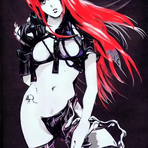 Image similar to ☠🦢 ☢ beautiful monster girl, yoji shinkawa