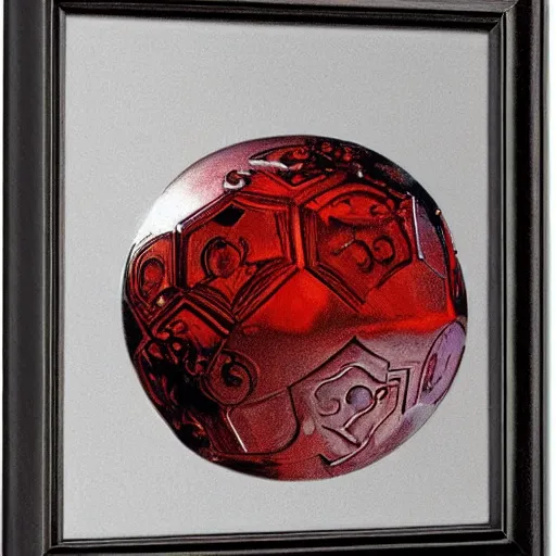 Prompt: chrome spheres on a red cube by arthur rackham