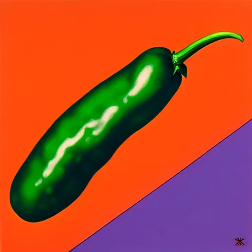 Image similar to exploding jalapeno by shusei nagaoka, kaws, david rudnick, airbrush on canvas, pastell colours, cell shaded, 8 k