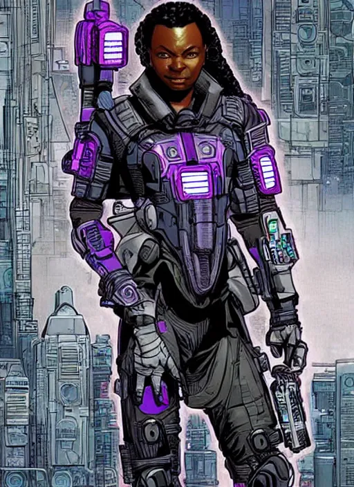 Prompt: selina igwe. apex legends beautiful cyberpunk assassin in stealth suit. concept art by james gurney and mœbius. gorgeous face.