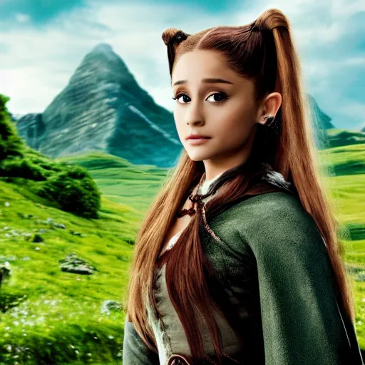 Image similar to ariana grande as a hobbit in lord of the rings 4 k