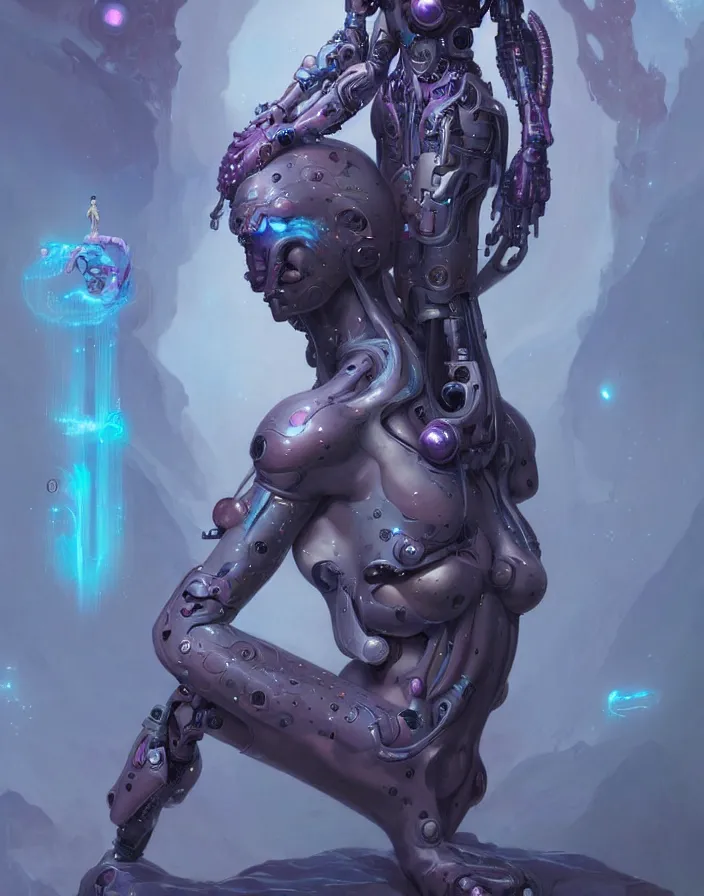 Image similar to a cyborg goddess by Wayne Barlowe and Peter Mohrbacher detailed sharp digital art trending on Artstation