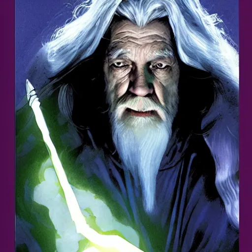 Prompt: comic book cover for'gandalf becomes a twitch streamer ', art by alex ross