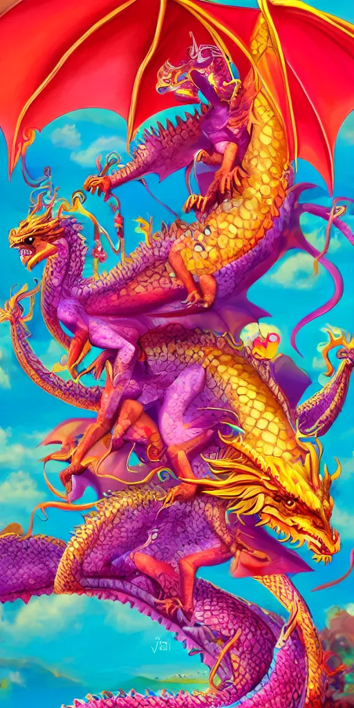 cyber dragon colorful, fantasy, intricate, highly