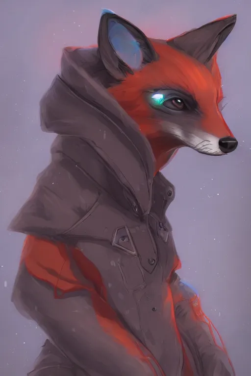 Image similar to a fox fursona, trending on artstation, by kawacy, furry art, digital art, cyberpunk, high quality