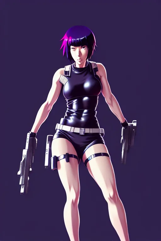 Image similar to a fullbody portrait of motoko kusanagi the major ghost in the shell : : stand alone complex, under repairs, maintenance : : by ilya kuvshinov, rossdraws, artgerm, sola digital arts, anti aliasing, raytracing : :