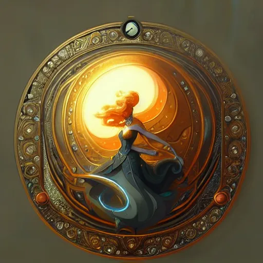 Image similar to a shiney metalic intricate detailed magical disc, concept art by peter mohrbacher, featured on polycount, art nouveau, polycount, artstation hq, artstation hd