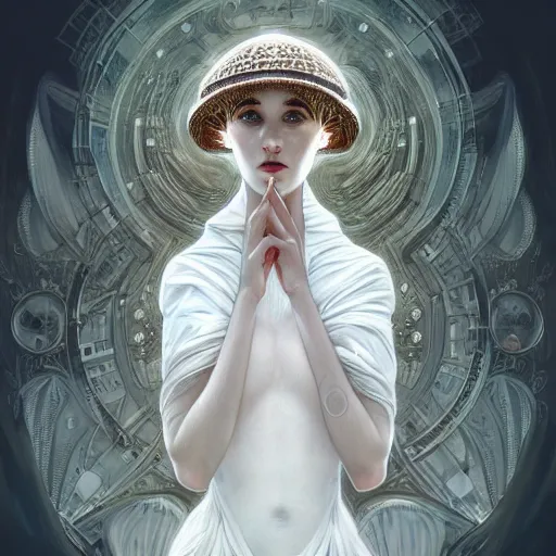 Prompt: a photograpic portrait of a anthropomorphic mushroom wearing white clothes, fantasy, intricate, elegant, highly detailed, digital painting, artstation, concept art, smooth, sharp focus, illustration, art by artgerm and H R Giger and alphonse mucha