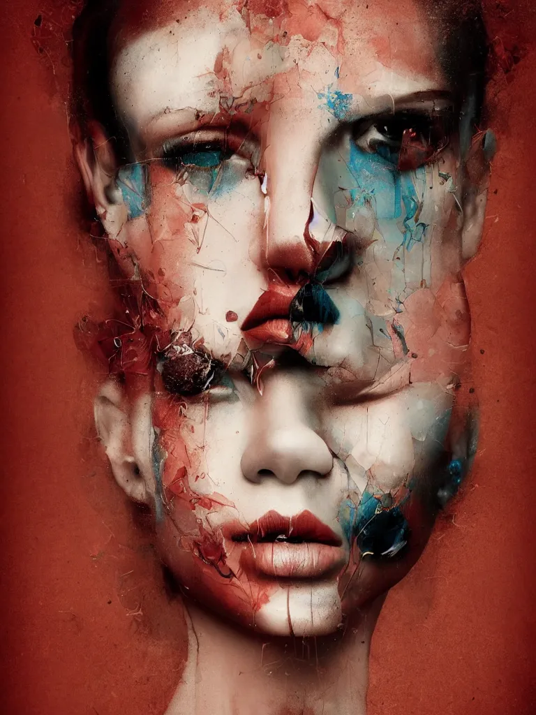 Prompt: symmetrical portrait of a woman, by alberto seveso, detailed painting, face symmetry, proportional, fashion photoshop