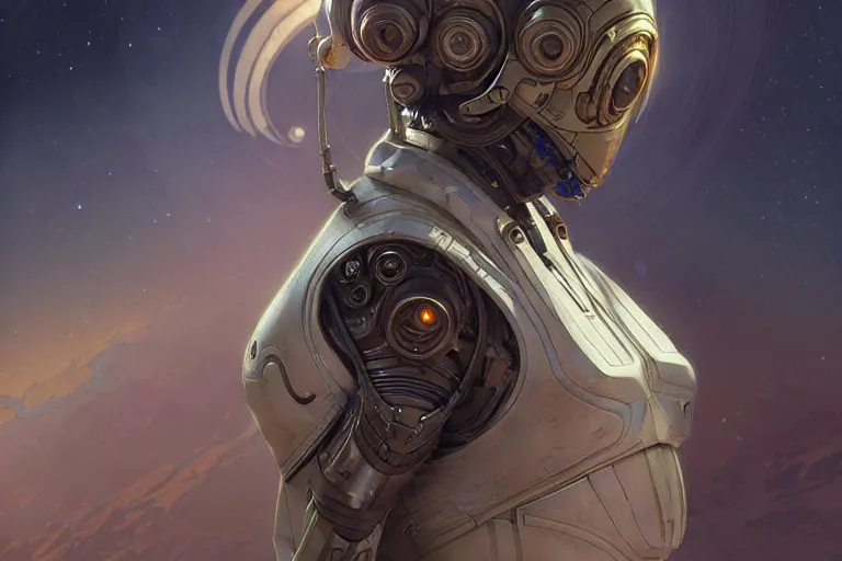 Image similar to ancient alien, technical space suit, intricate, elegant, highly detailed, digital painting, artstation, concept art, smooth, sharp focus, illustration, art by artgerm and greg rutkowski and alphonse mucha