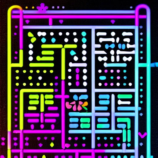 Image similar to Conway's Game of Life poster in neon style