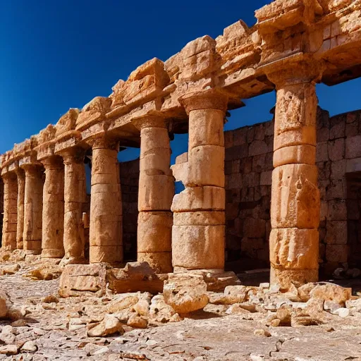 Prompt: ancient civilization ruins, on the red sea, in Isreal, hyper realistic, 8k